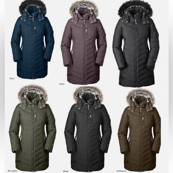 Eddie Bauer Dark Purple Puffer Jacket with Faux Fur Hood Retail $299 - Picture 3 of 12